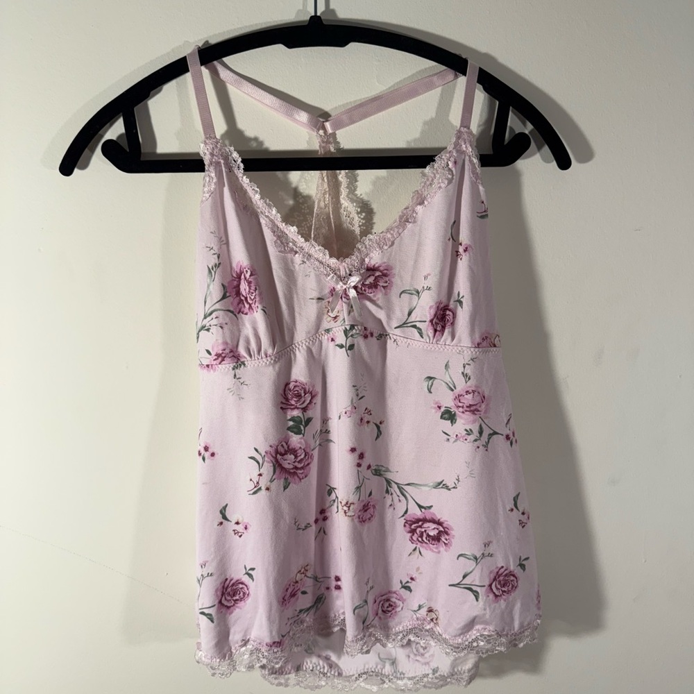Laura Ashley Floral Lace Trim Pajama Set